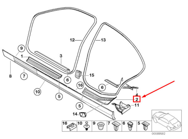 BMW 3 E46 entry-level strip trim rear right 8233474 51478233474 NEW
