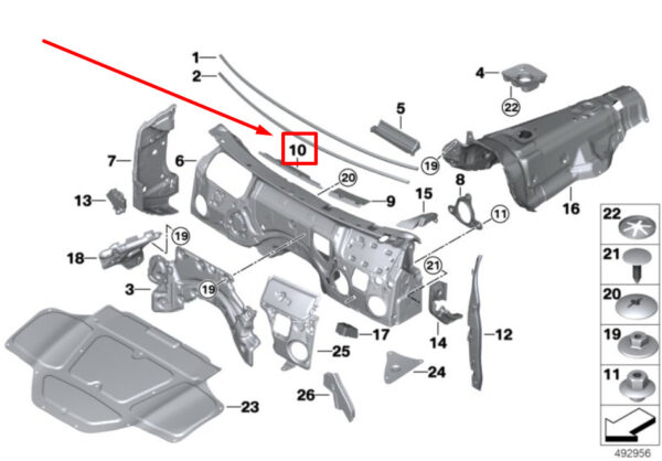 BMW X3 G01 bulkhead sound insulation low holder 51487398015 7398015 NEW ORIGINAL - Image 4