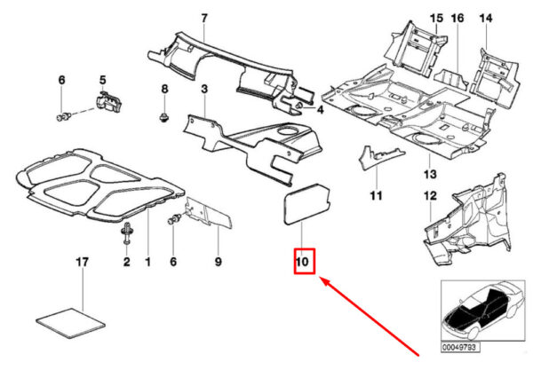 BMW 3 E36 Front Right Door Sound Insulation 51488236694 8236694 NEW ORIGINAL