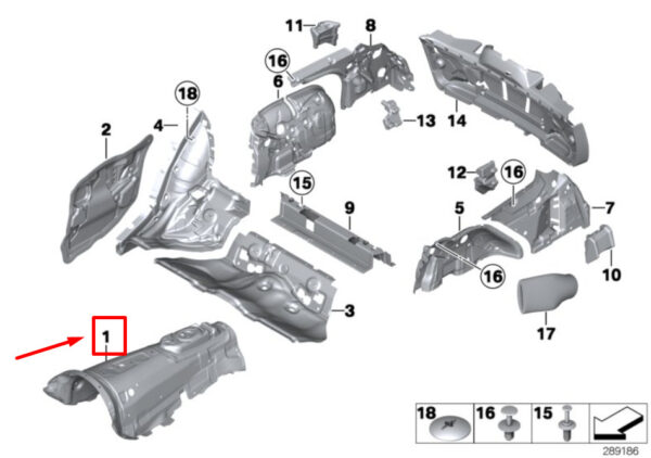 BMW 5 Touring F11 Tunnel Sound Insulation 51489139214 9139214 NEW ORIGINAL - Image 4