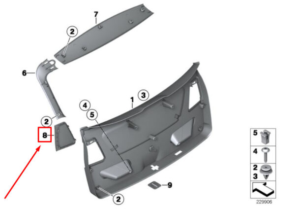 BMW X3 F25 trunk lid rear right 7260050 51497260050 NEW ORIGINAL - Image 4