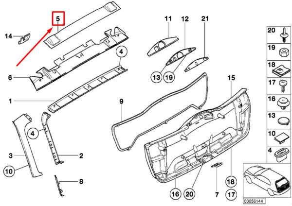 BMW 3 E46 outer trim upper trunk lid 51498218785 8218785 NEW - Image 4