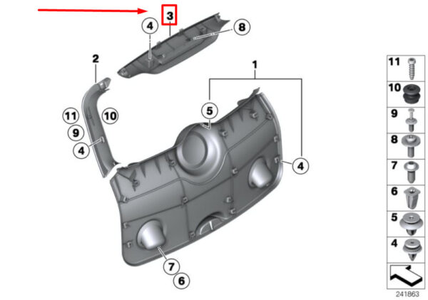 MINI COUNTRYMAN R60 REAR TAILGATE TRIM 51499806259 NEW GENUINE - Image 4