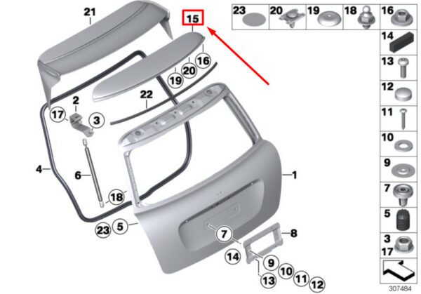 MINI COOPER R56 Tailgate Spoiler 51622753756 NEW REAL