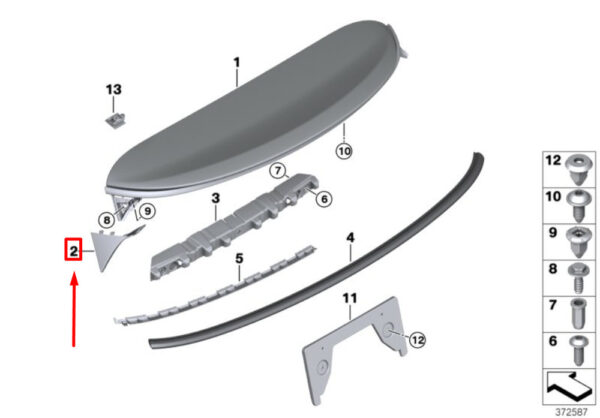 MINI COOPER F55 Left Side Spoiler Cover 51627359161 NEW GENUINE - Image 5