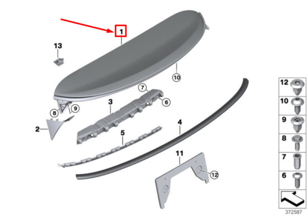 NEW MINI COOPER S F56 REAR PRIMED SPOILER 5162738856 ORIGINAL - Image 4