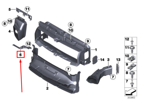BMW 2 F22F87 lower left auxiliary radiator mount 51648066623 8066623 NEW ORIGINAL - Image 5