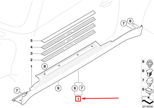 NEW MINI COOPER R50 LEFT ROCKER SHAPES SILLS 51711505863 ORIGINAL - Image 4