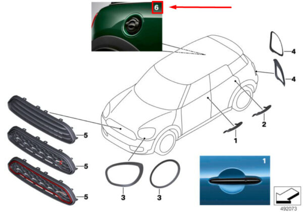 MINI COOPER S F56 Fuel Flap Piano Black 51712457412 NEW REAL - Image 5