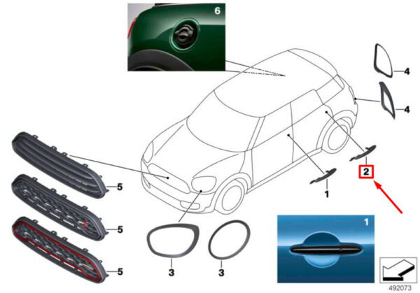 MINI CLUBMAN F54 Rear Left Outdoor Door Handle 51712457415 NEW GENUINE - Image 4
