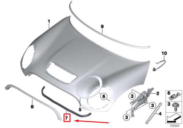 NEW MINI CLUBMAN R55 HOOD FRONT ENGINE SEAL 51712751261 ORIGINAL - Image 4