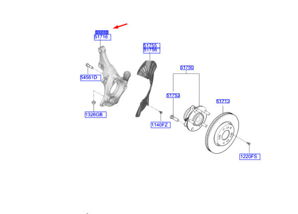 Hyundai Kona MK1 knuckle front right 51716J9000 NEW ORIGINAL - Image 5