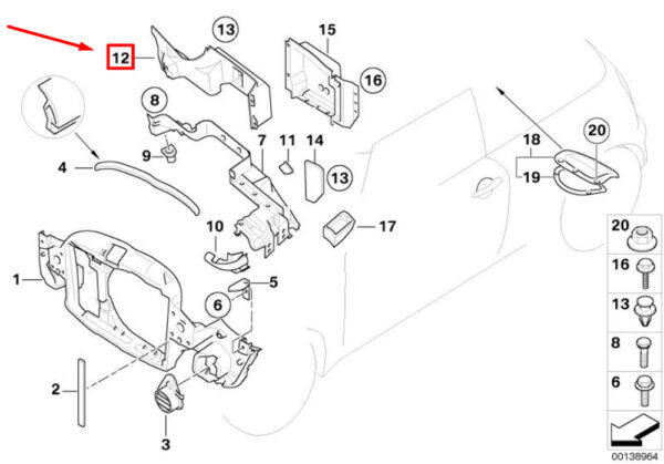 MINI R52 Front Panel Right Partition Panel 51717148792 GENUINE - Image 4