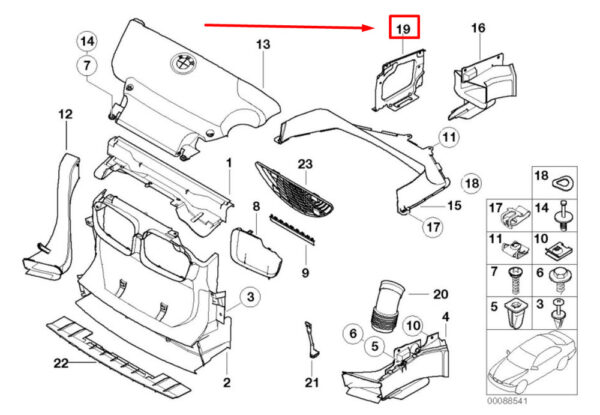 BMW 3 Series E46 duct mount front right 7894722 517894722 NEW ORIGINAL