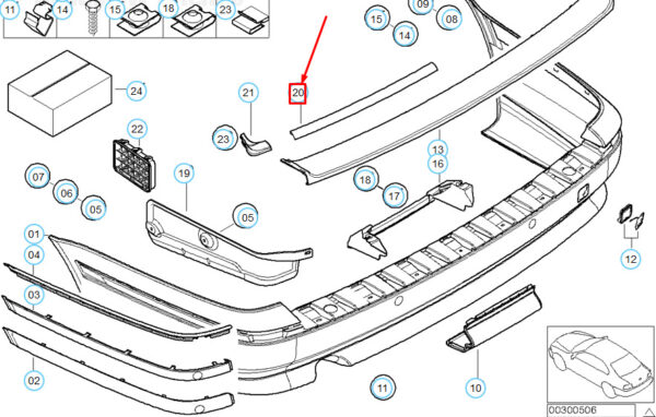 BMW 5 E39 Rear Bumper Center Seal 51718204699 8204699 NEW ORIGINAL