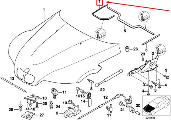BMW 3 Series Compact E36 hood seal right 8401796 51718401796 NEW ORIGINAL - Image 4