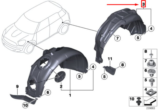 NEW MINI LANDS R60 REAR COVER RIGHT WHEELBOX 51719804694 ORIGINAL - Image 4