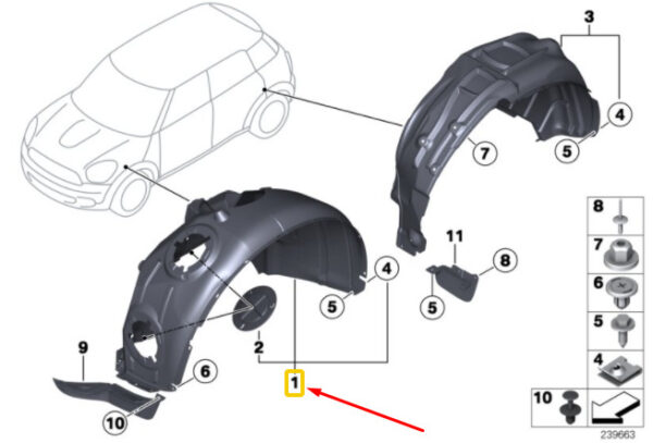 MINI COUNTRYMAN R60 Front Wheel Housing Front 51719807832 NEW REAL - Image 4