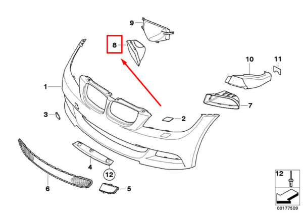 NEW BMW 3 E90 FRONT RIGHT OPEN AIR DUCT MOEK 51742147270 2147270 - Image 4