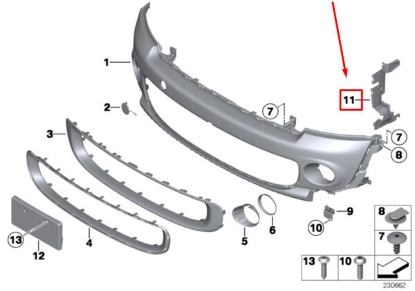 MINI COUPE R58 Air Channel Front Right Bumper 51747250782 NEW GENUINE - Image 4