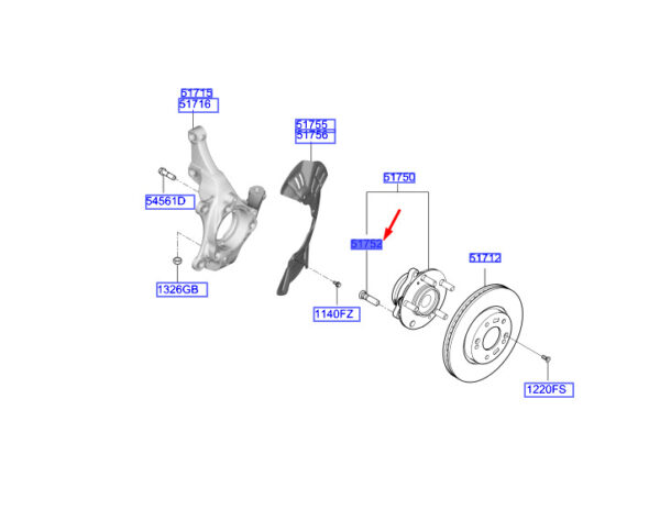 5175207000 Hyundai Kona MK1 front hub screw 5175207000