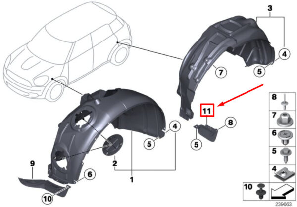 NEW MINI LANDSMANN R60 REAR ARCH RIGHT WHEEL DEFENDER LIP 51759802796 - Image 4
