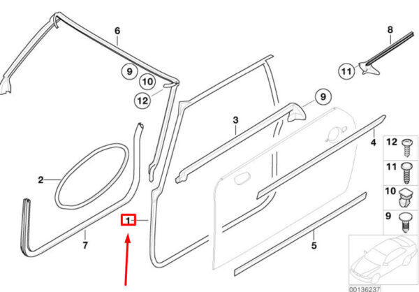 MINI COOPER R56 Front Right Door Seal Rubber 51767151384 NEW GENUINE - Image 5