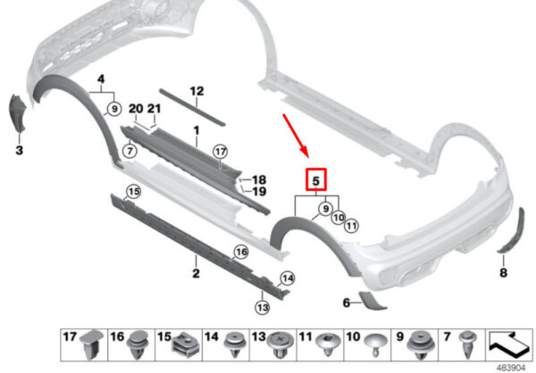 MINI COOPER F56 REAR WHEEL ARCH BAR JCW USA 51777387893 NEW GENUINE - Image 4