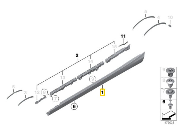 New ORIGINAL BMW 1 2 Series M Sport Package Side Skirt Sill Left 8056817 OEM - Image 5