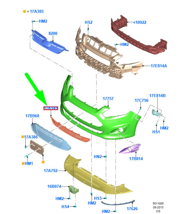 NEW FORD C-MAX ENERGI MK2 FRONT LOWER GRILLE DM51-17K945-AB 5197910 ORIGINAL - Image 3