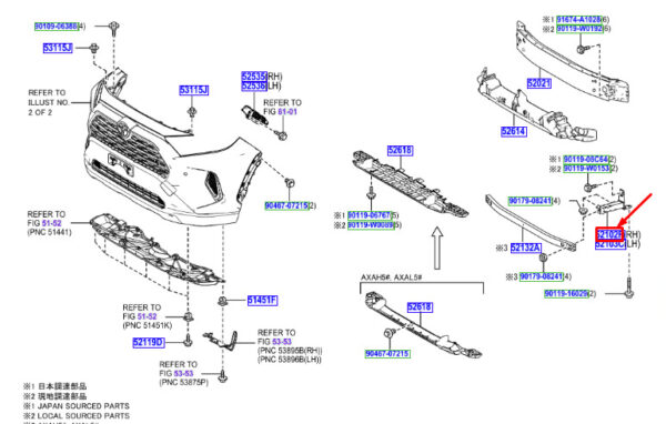 5210242100 Toyota RAV 4 V XA50 Stoßstangenverlängerung vorne rechts Baugruppe 5210242100