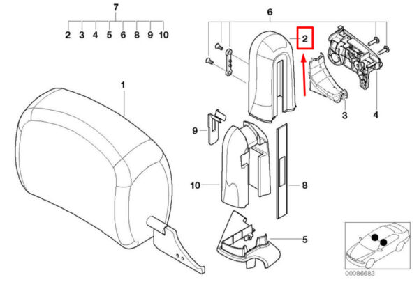 NEW BMW 3 E46 FRONT RIGHT HEADREST COVER 52107003546 7003546 - Image 4