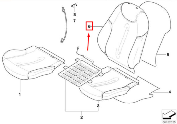 MINI COOPER S R53 Upper Left Sport Backrest Cover 52107072953 NEW - Image 5
