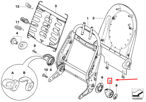 MINI CONVERTIBLE R52 outer handle of front left seat 52107075069 NEW - Image 4