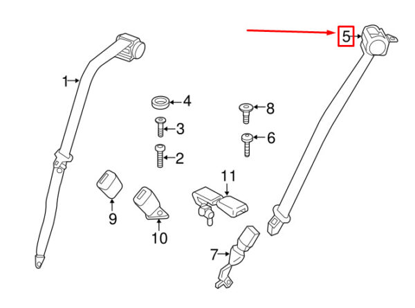 MINI COUNTRYMAN R60 REAR CENTER UPPER SEAT BELT 52209808861 NEW GENUINE - Image 4
