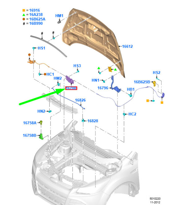 NEW FORD KUGA C520 MK2 FRONT HOOD LATCH ASSY 5236243 BM5A-16700-AG ORIGINAL - Image 3