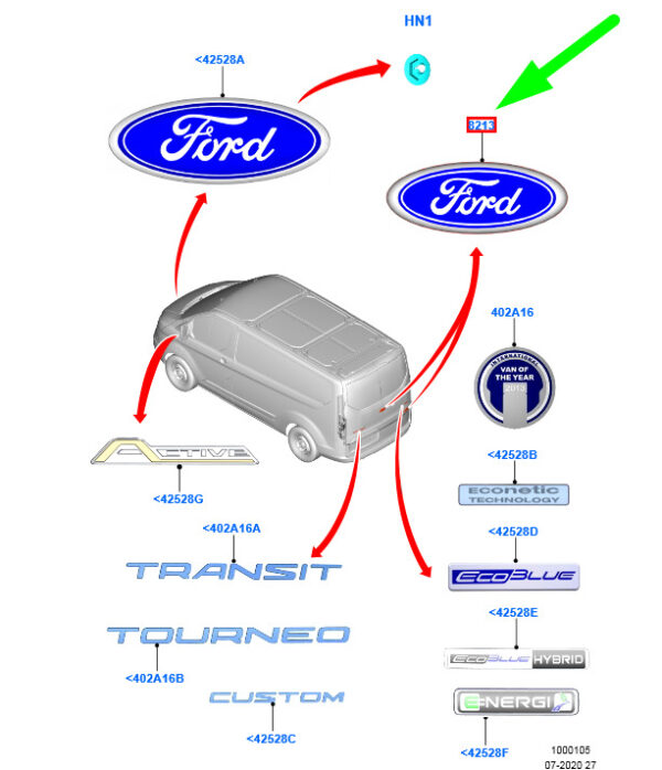 NEW FORD TOURNEO CUSTOM REAR NAME PLATE BADGE 5294957 CK41-15402A16-AA ORIGINAL - Image 3