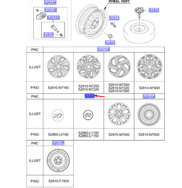 Hyundai Tucson NX4 MK4 Wheel Hub Cap 52960L1150 NEW ORIGINAL - Image 4