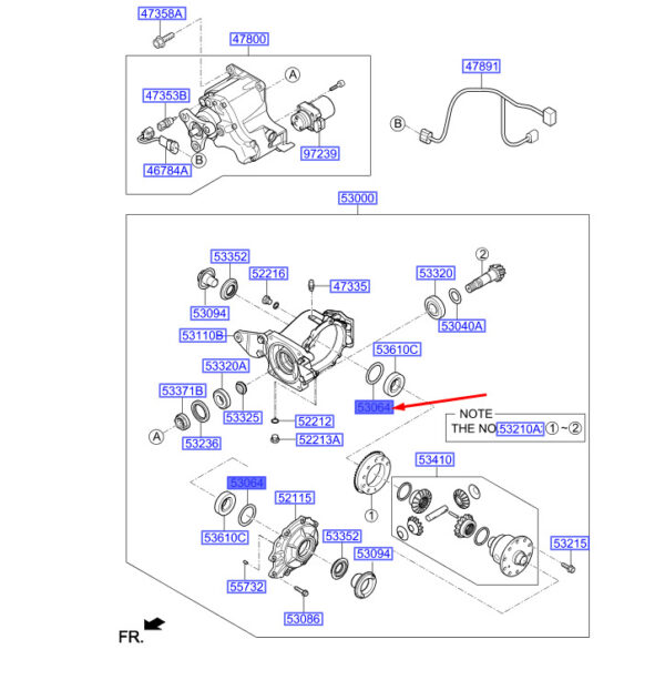 530643B180 Hyundai Kona MK1 spacer for rear differential bearing 530643B180