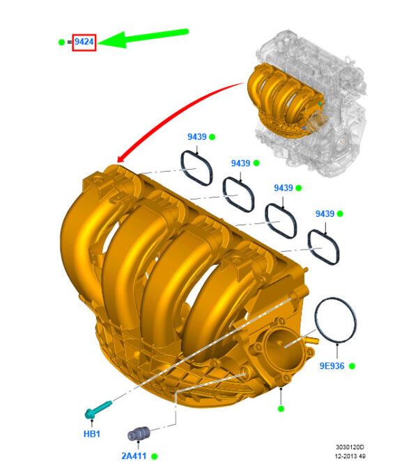 NEW GENUINE OEM 5355838 NEW FORD FOCUS C346 MK3 INLET MANIFOLD ASSY 5355838 CM5E-9424-BE ORIGINAL