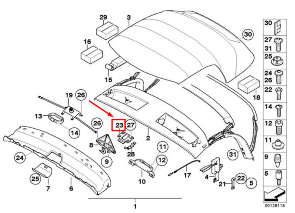NEW BMW Z4 ROADSTER E85 CONVERTIBLE SOFT TOP LOCK 7043879 54317043879 - Image 4