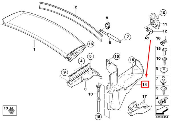 BMW Z4 roadster E85 left funnel main carrier 7053455 54317053455 NEW ORIGINAL - Image 4