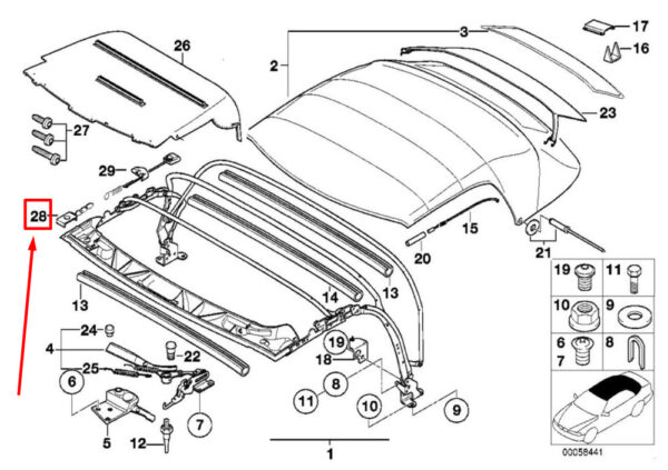 BMW 3 Series Compact E36 folding cover holder right 8413880 54318413880 NEW ORIGINAL - Image 5