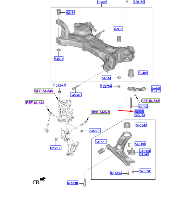 54500J9000 Hyundai Kona MK1 Front Left Bottom Left 54500J9000 NEW ORIGINAL