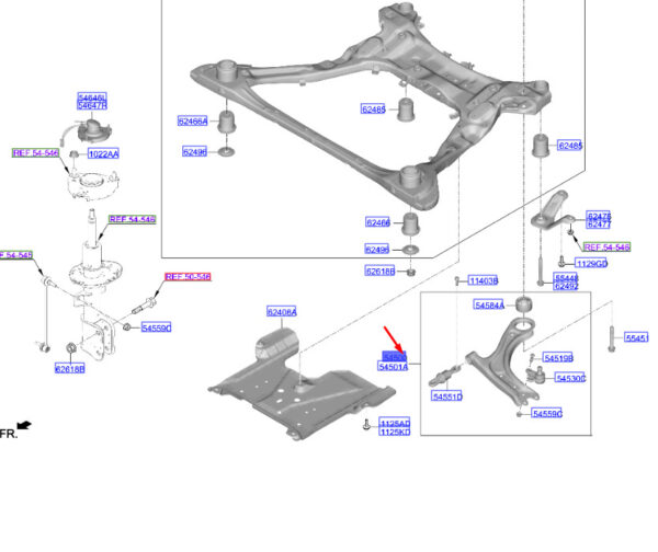 54500N9000 Hyundai Tucson NX4 MK4 Front Left Bottom Left Side Handlebar 54500N9000 NEW ORIGINAL