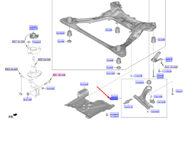 54501N9000 Hyundai Tucson NX4 MK4 Front Right Bottom Left Side Handlebar 54501N9000 NEW ORIGINAL