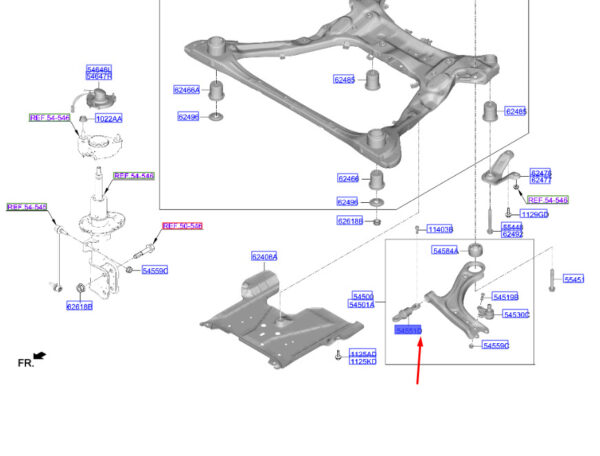 54551L1100 Hyundai Tucson NX4 MK4 Front Bottom Handlebar A Female 54551L1100 NEW ORIGINAL