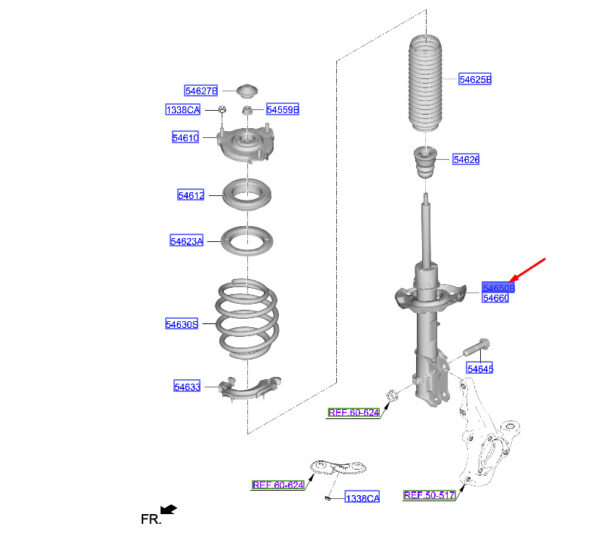 54650K4000 Hyundai Kona Electric MK1 Front Left Shock Absorber 54650K4000 NEW ORIGINAL