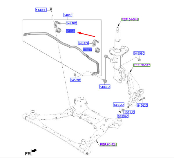 54813C1000 Hyundai Tucson NX4 MK4 Front Stabilizer Female 54813C1000 NEW ORIGINAL