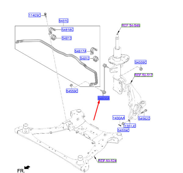 54830N9000 Hyundai Tucson NX4 MK4 Front Stabilizer Rod 54830N9000 NEW ORIGINAL